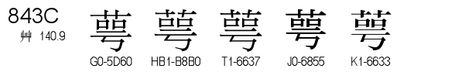 U+843C